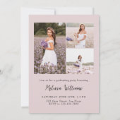 2024年度 ピンク ボールド モダン 卒業写真 4枚 卒業おめでとう 招待状 (裏面)