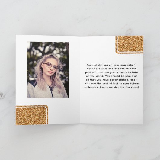 2024年度 卒業おめでとう ゴールドグリッター 2枚の写真 カード (内部)