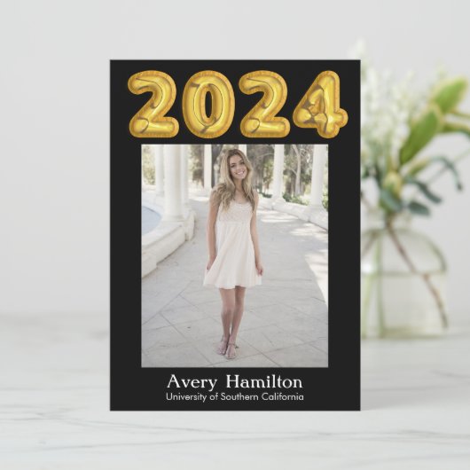 2024年度 卒業おめでとう 風船 5枚の写真 招待状 (スタンド正面)