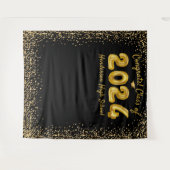 2024年度 卒業式 ゴールド風船 黒 フォトブース背景 タペストリー (正面(横))