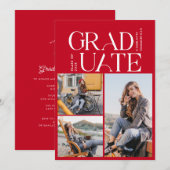 2024年度 卒業記念 赤と白の写真パーティー 招待状 (正面/裏面)
