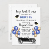 2024年度 卒業 ドライブバイ パーティー カー 面白い 案内ポストカード (正面/裏面)