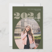 2024年度 楕円ボールド モダン 写真 卒業 招待状 (正面)