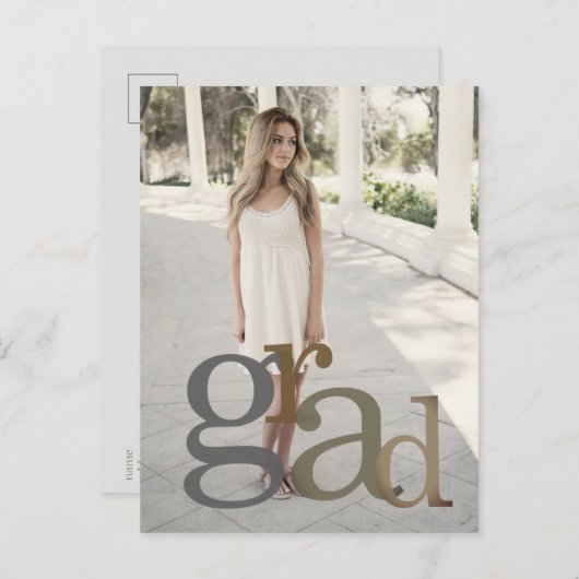 2024年度 現代的な卒業写真 ニュートラルな色調のお知らせ ポストカード (正面/裏面)