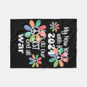 2024年戦争の終結を願う新年与え – 平和Aチャンス( フリースブランケット (正面(横))