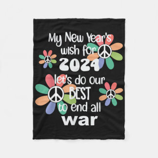 2024年戦争の終結を願う新年与え – 平和Aチャンス( フリースブランケット