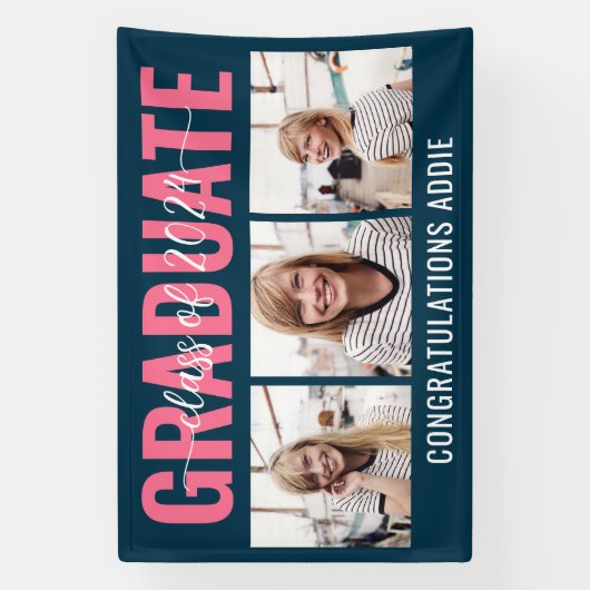 2024年数々の卒業の写真コラージュ教室 横断幕 (縦)