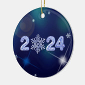 2024年新年おめでとう氷号とスノーフレーク セラミックオーナメント (左)