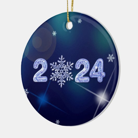 2024年新年おめでとう氷号とスノーフレーク セラミックオーナメント (左)