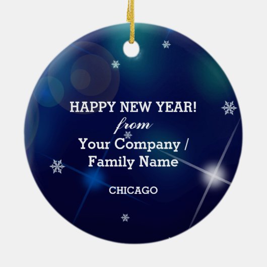 2024年新年おめでとう氷号とスノーフレーク セラミックオーナメント (裏面)