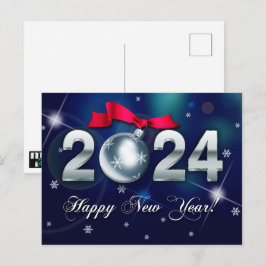 2024年新年おめでとう。クリスマスバウブルホリデー ポストカード