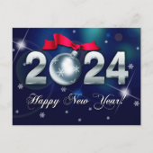 2024年新年おめでとう。クリスマスバウブルホリデー ポストカード (正面)