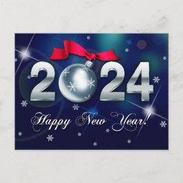2024年新年おめでとう。クリスマスバウブルホリデー ポストカード