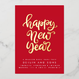 2024年新年おめでとう |レッドカスタムビジネス金ゴールド 箔シーズンカード