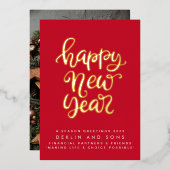 2024年新年おめでとう |レッドカスタムビジネス金ゴールド 箔シーズンカード (正面/裏面)