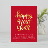 2024年新年おめでとう |レッドカスタムビジネス金ゴールド 箔シーズンカード (立ち正面)