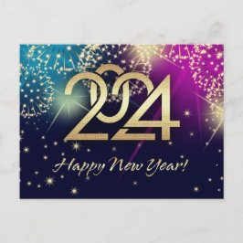 2024年新年おめでとう。花火 シーズンポストカード