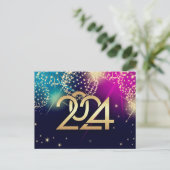 2024年新年おめでとう。花火 ポストカード (スタンド正面)