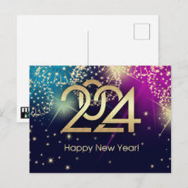2024年新年おめでとう。花火 ポストカード