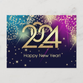 2024年新年おめでとう。花火 ポストカード