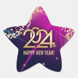 2024年新年おめでとう。花火 星シール