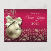 2024年新年おめでとう。金ゴールドバーブル シーズンポストカード (正面)