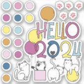 2024年新年を猫と迎える シール (正面)