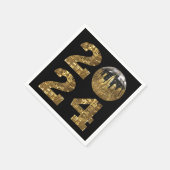 2024年新年イブパーティー – ボール – ニューヨーク金ゴールド- スタンダードカクテルナプキン (角)