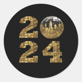 2024年新年イブパーティー – ボール – ニューヨーク金ゴールド- ラウンドシール