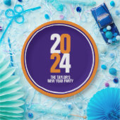 2024年新年イベントカスタムオレンジ白ダークブルー ペーパープレート (パーティー)