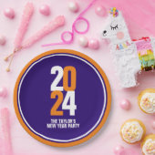 2024年新年イベントカスタムオレンジ白ダークブルー ペーパープレート (パーティー)