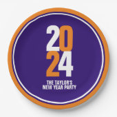 2024年新年イベントカスタムオレンジ白ダークブルー ペーパープレート (正面)