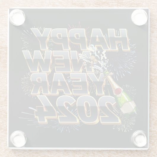 2024年新年エレガント大晦日パーティー ガラスコースター (裏面)