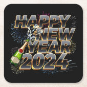 2024年新年エレガント大晦日パーティー スクエアペーパーコースター (正面)