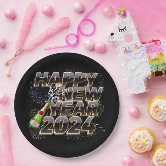 2024年新年エレガント大晦日パーティー ペーパープレート (パーティー)