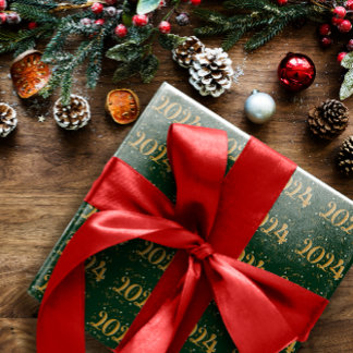 2024年新年クリスマスグリーンラッピング紙 ラッピングペーパー