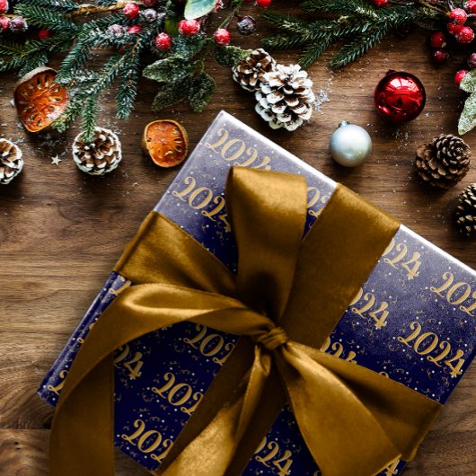 2024年新年ネイビーラッピング紙 ラッピングペーパー