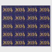 2024年新年ネイビーラッピング紙 ラッピングペーパー (フラット)