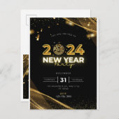 2024年新年パーティの招待状 インビテーションポストカード (正面/裏面)