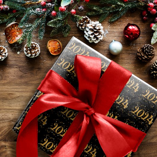 2024年新年ブラックラッピング紙 ラッピングペーパー