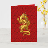 2024年新年中国のドラゴングリーティングカード カード (黄色い花)