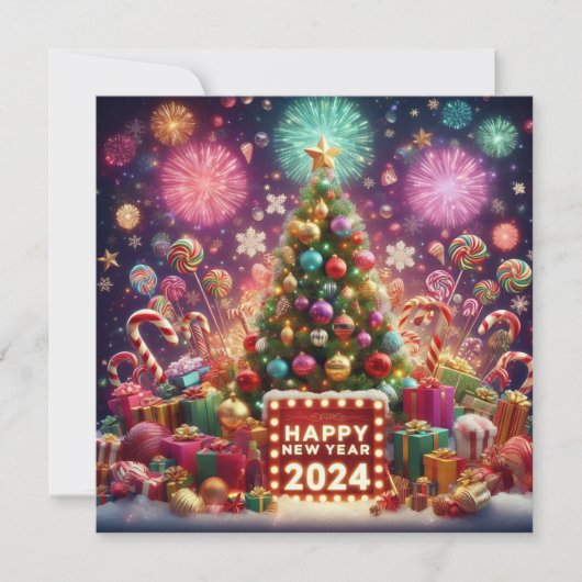 2024年新年花火クリスマスツリー星たち シーズンカード (正面)