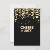 2024年新年EVEパーティー金ゴールドグリッターブラック 招待状 (裏面)