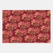 2024年旧暦ゴールデングッドフォーチュンレッド金ゴールド ファンシー ラッピングペーパーシート (正面2)