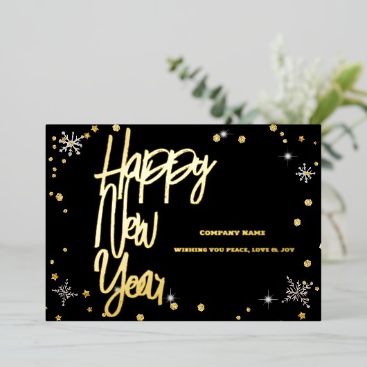 2024年明けましておめでとうございます カンパニーレッドリボン 箔シーズンカード (立ち正面)