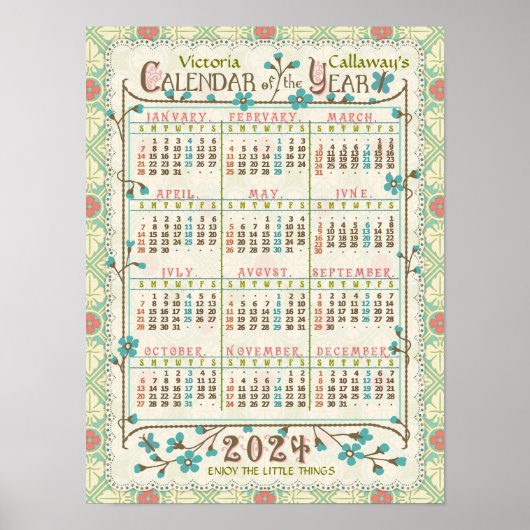 2024年暦年ビクトリアンアールヌーボー |カスタム ポスター (正面)