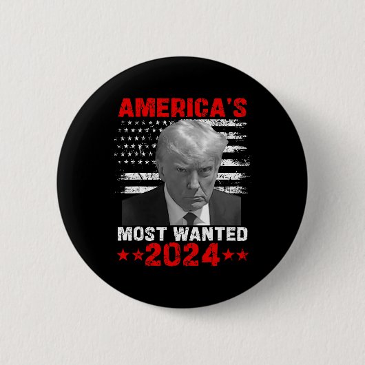 2024年最重要指名手配トランプ 缶バッジ (正面)
