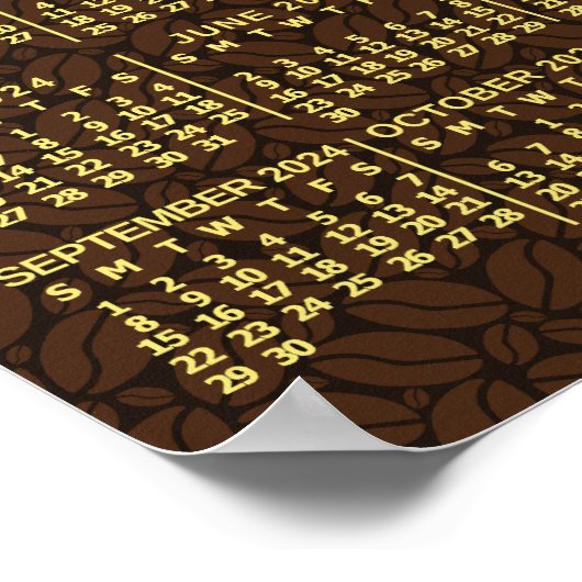 2024年月次カレンダーコーヒー豆3枚の写真 ポスター (角)