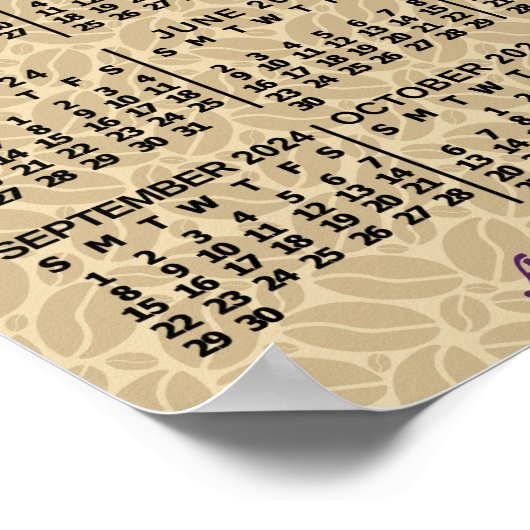 2024年月次カレンダーコーヒー豆3枚の写真 ポスター (角)