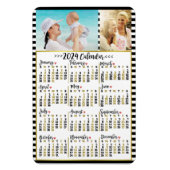 2024年月次カレンダーストライプ |写真カスタム写真 マグネット (縦)